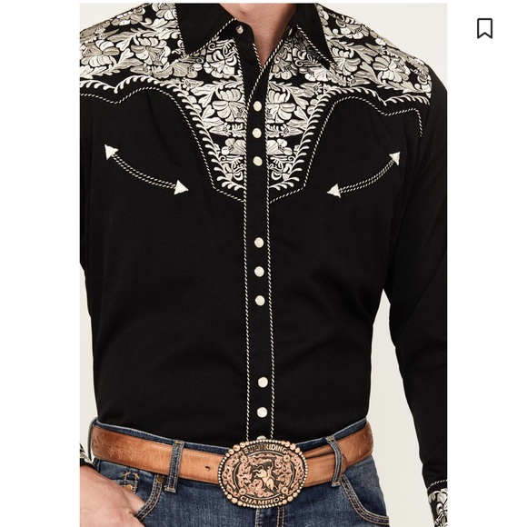 SCULLY MEN'S EMBROIDERED GUNFIGHTER LONG SLEEVE PEARL SNAP WESTERN SHIRT - Picture 3 of 11